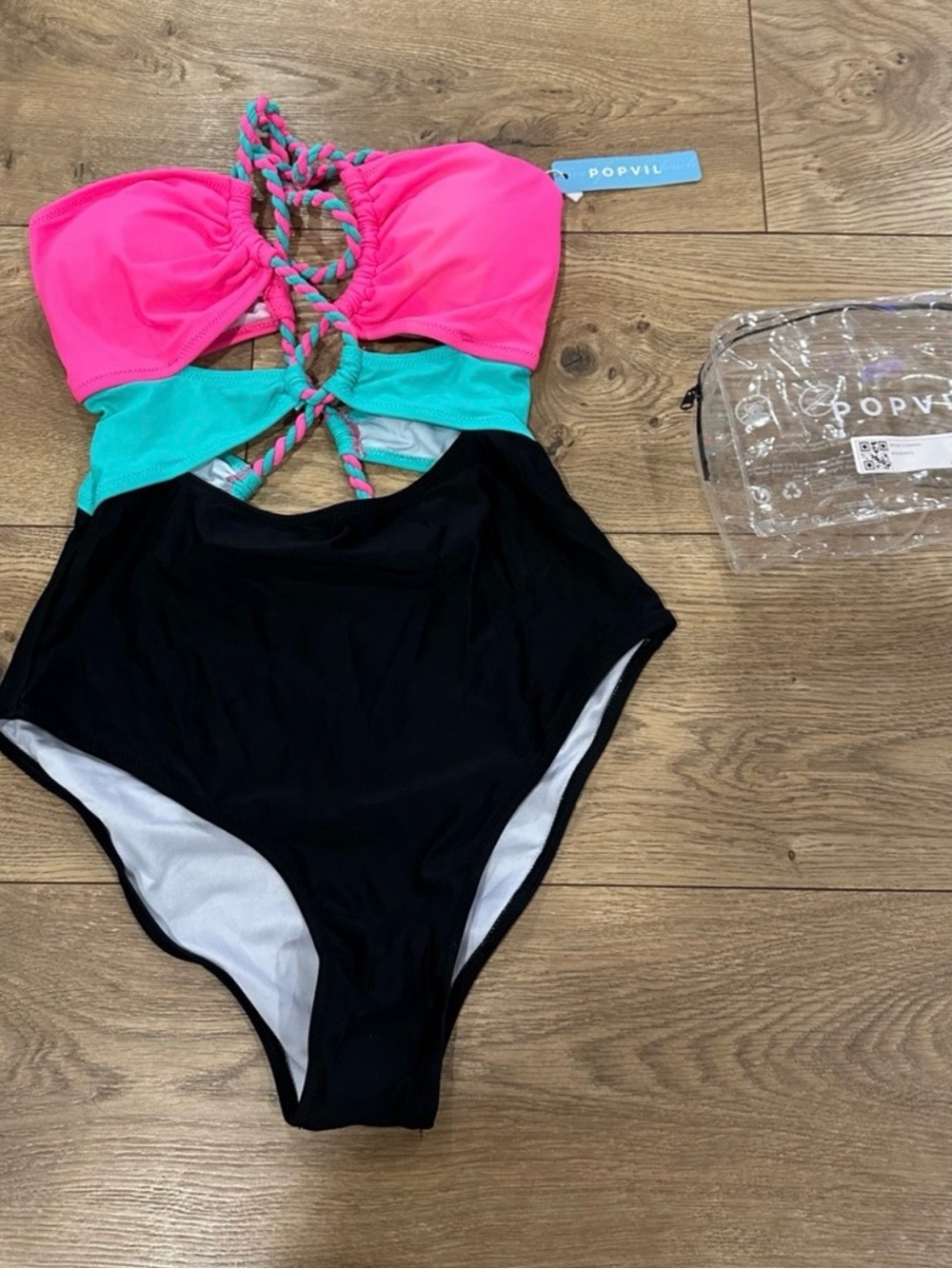 Popvil neon Color Block One Piece swimsuit S